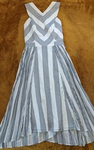 Black and White Striped Halter Top Dress